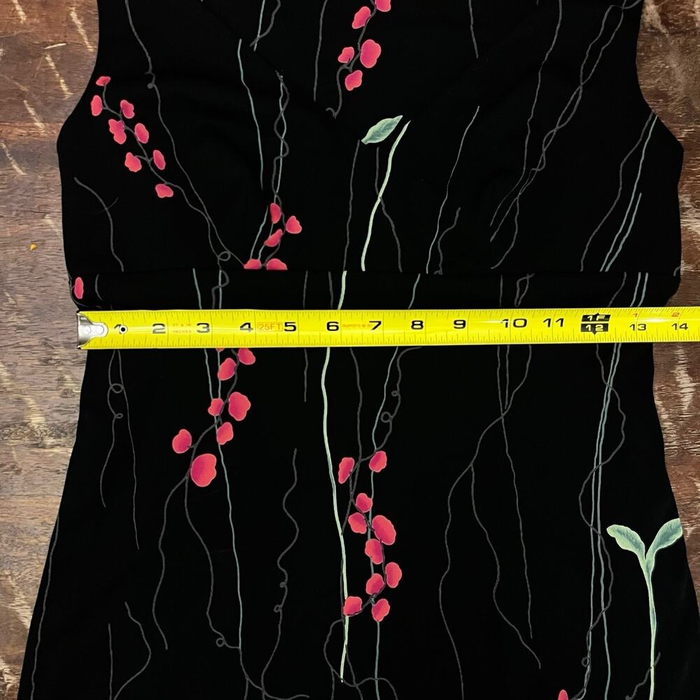 BCBG Dress 90s Y2K Black Floral Print Sleeveless V-Neck Stretch Size Small USA - Picture 5 of 8